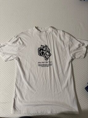 Graphic White T-Shirt with Black Lion Illustration